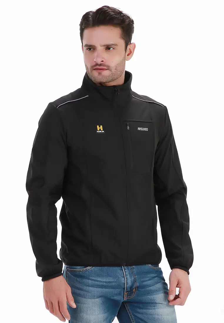 Clover Jaket Olahraga Sepeda Warm Up Thermal Fleece Jacket Material Polyester ORIGINAL - Black
