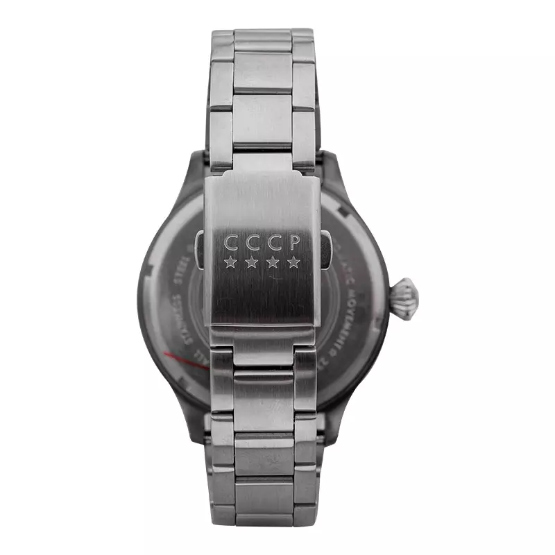 Jam Tangan Pria CCCP Chklov CP-7079-44 Automatic Men White Dial Stainless Steel Strap