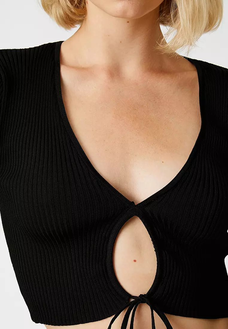 Cut-Out Crop Sweater