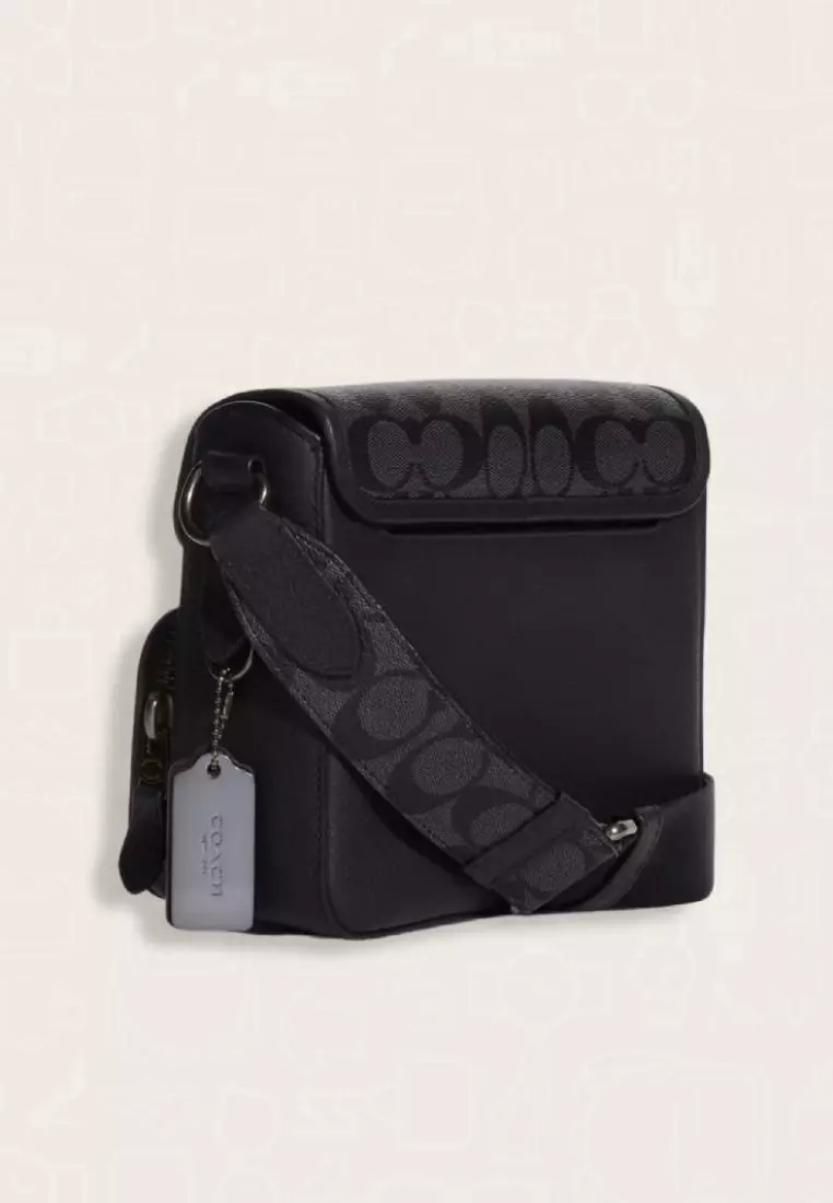 Coach Sullivan Flap Crossbody In Signature Canvas Black Charcoal