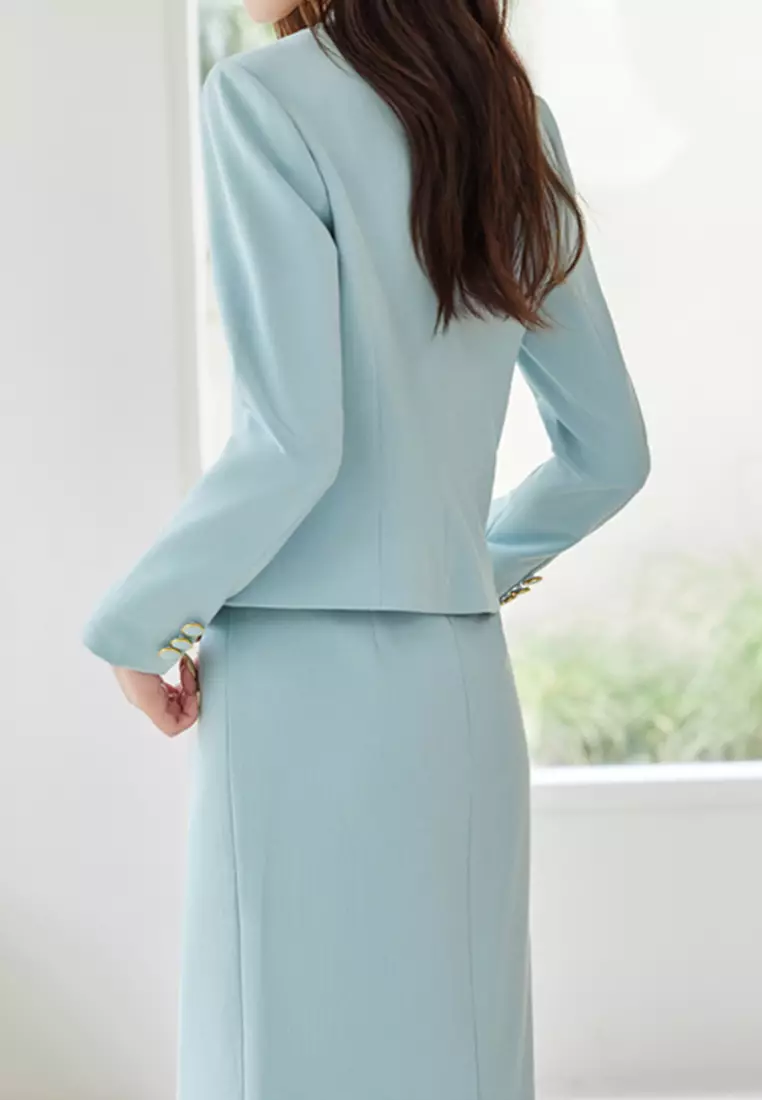 Cropped Lapel Suit Jacket Set YGH-EQ89173Q