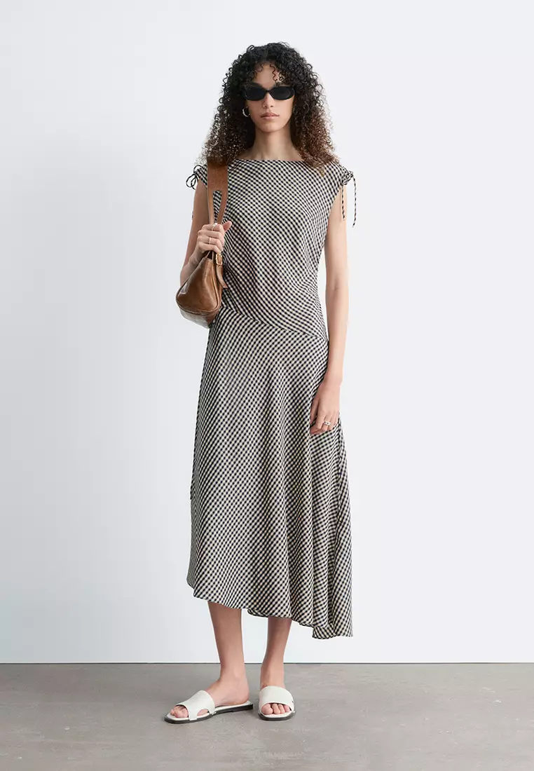 Asymmetric Draped Midi Dress