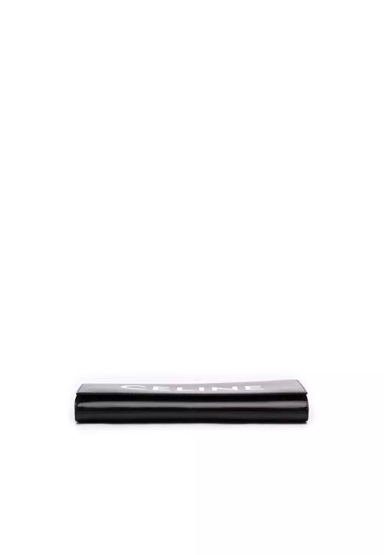 Pre-Loved Celine Leather Asymmetric Logo Clutch