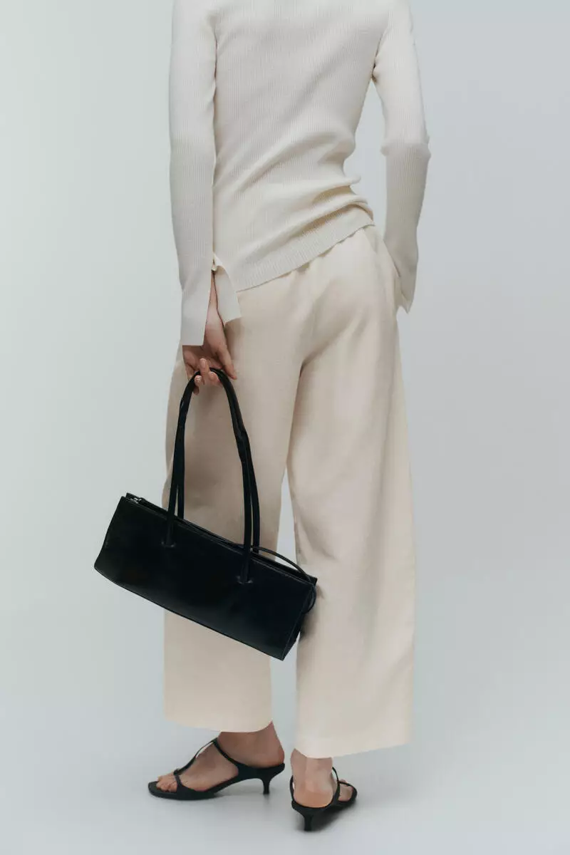 Linen-blend barrel trousers