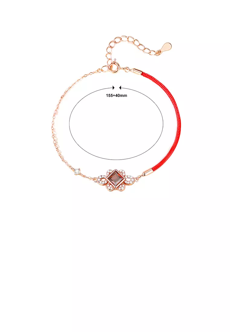 Buy Mooclife 925 Sterling Silver Plated Rose Gold Simple Vintage Chinese Knot  Bracelet with Cubic Zirconia - Luxurious Look Online