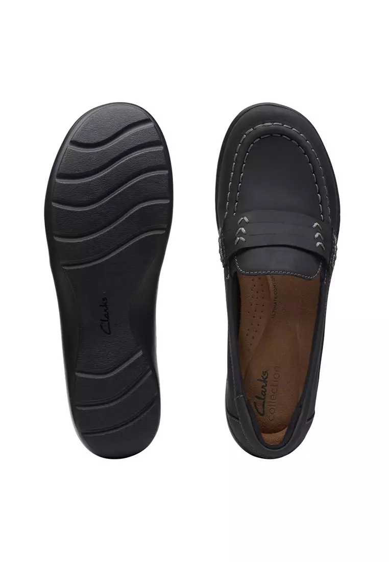 Buy CLARKS Womens Cora Ashly Slip on Shoes - Black Leather 2026