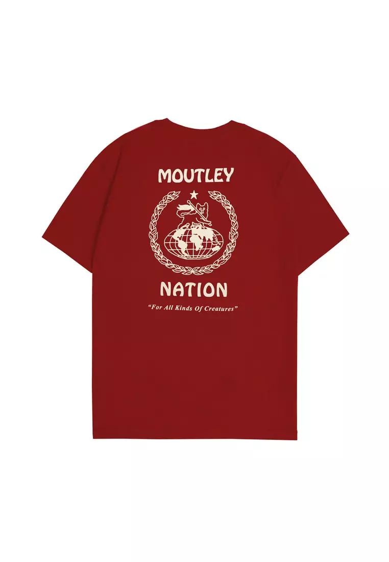 Moutley Men's T-Shirt Short Sleeve Oversized Fit Cotton 16s Nation C091224