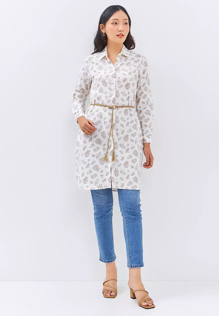 C2 Huetta Khaki Casual Maxi Shirt Wanita