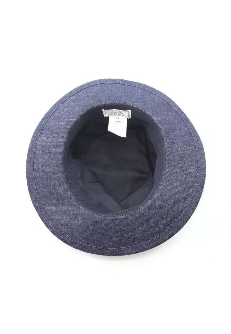Pre-Loved Hermès Heloise Silky hat hat cotton Indigo blue black