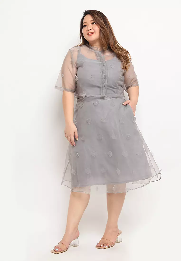 Plus Size Dress Elloise Pearl Grey
