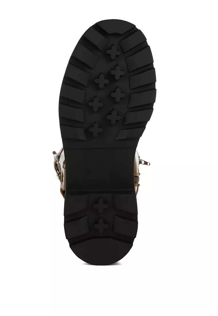 Harness Detail Long Boots in Tan