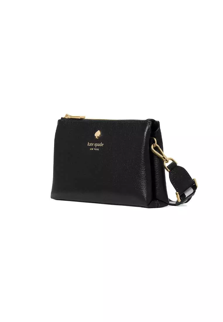 Emma Pebbled Leather Mini Crossbody Bag Black KK257