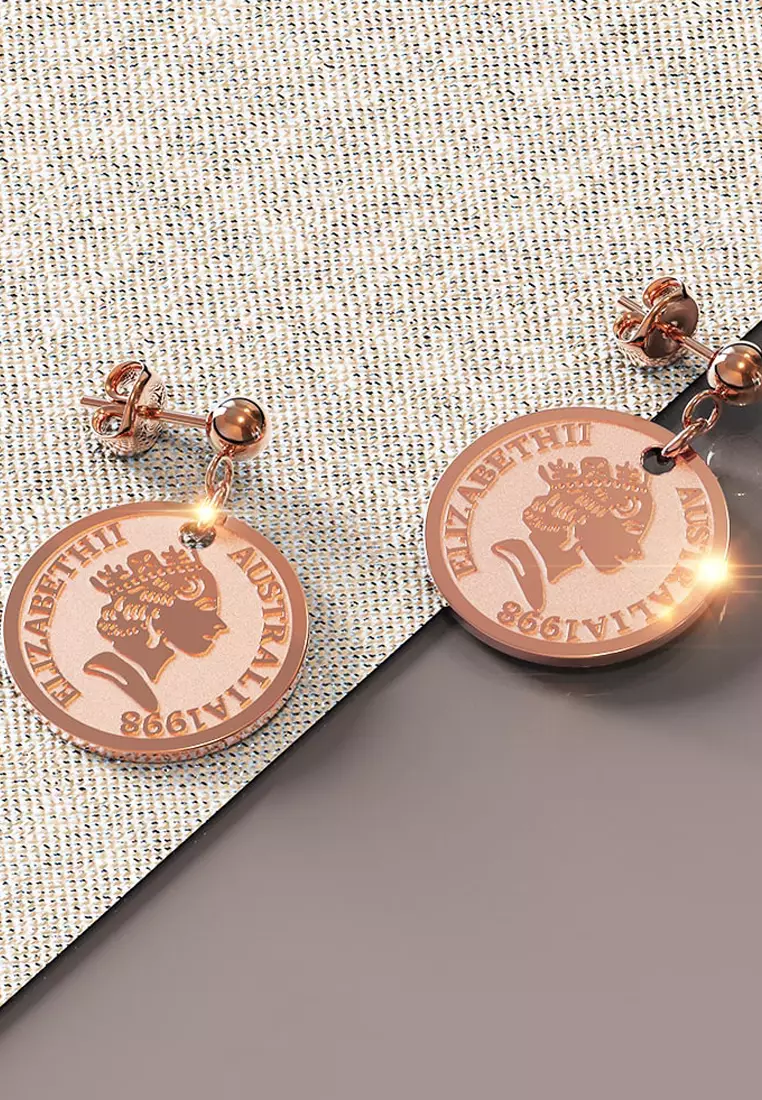 Queen Elizabeth Coins Drop Earrings