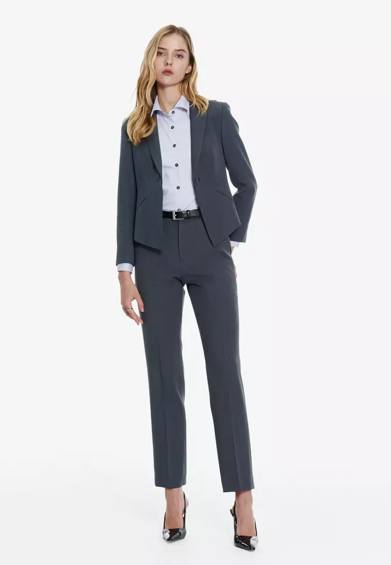 深灰色修身版西裝外套(可機洗)