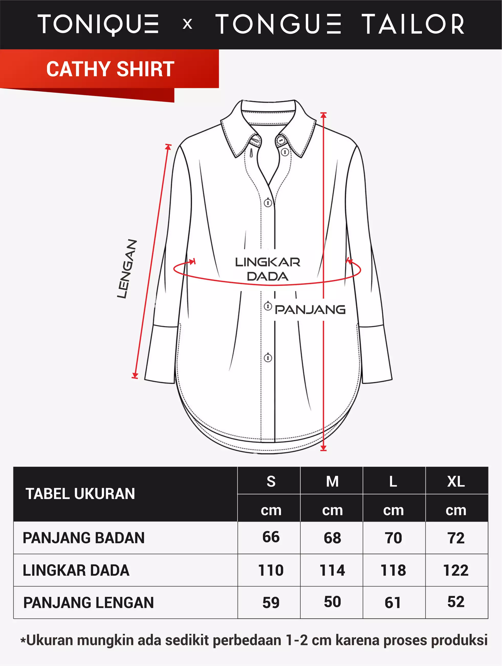 TONIQUE Kemeja Wanita Katun Lengan Panjang Reguler Fit CATHY Atasan Wanita Hitam