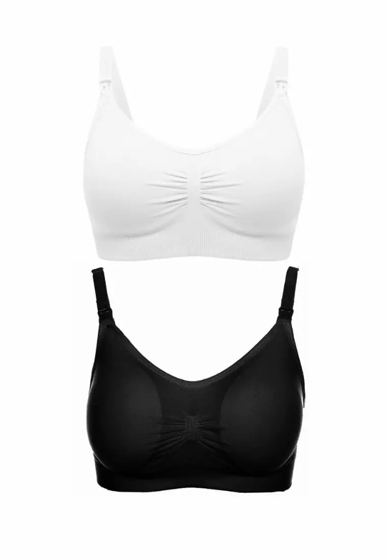 Buy Kiss & Tell 2 Pack Gracie Push Up Nursing Bra White and Black 2024
