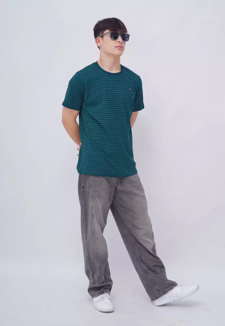 Ryusei Kaos Pria Kitagawa Stripe Pine Grove