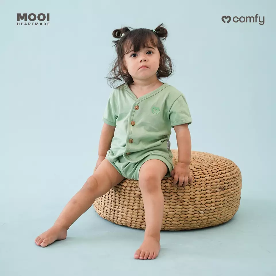 Mooi Setelan Pendek Bayi Comfy Baby Short Button Set - Sky Blue