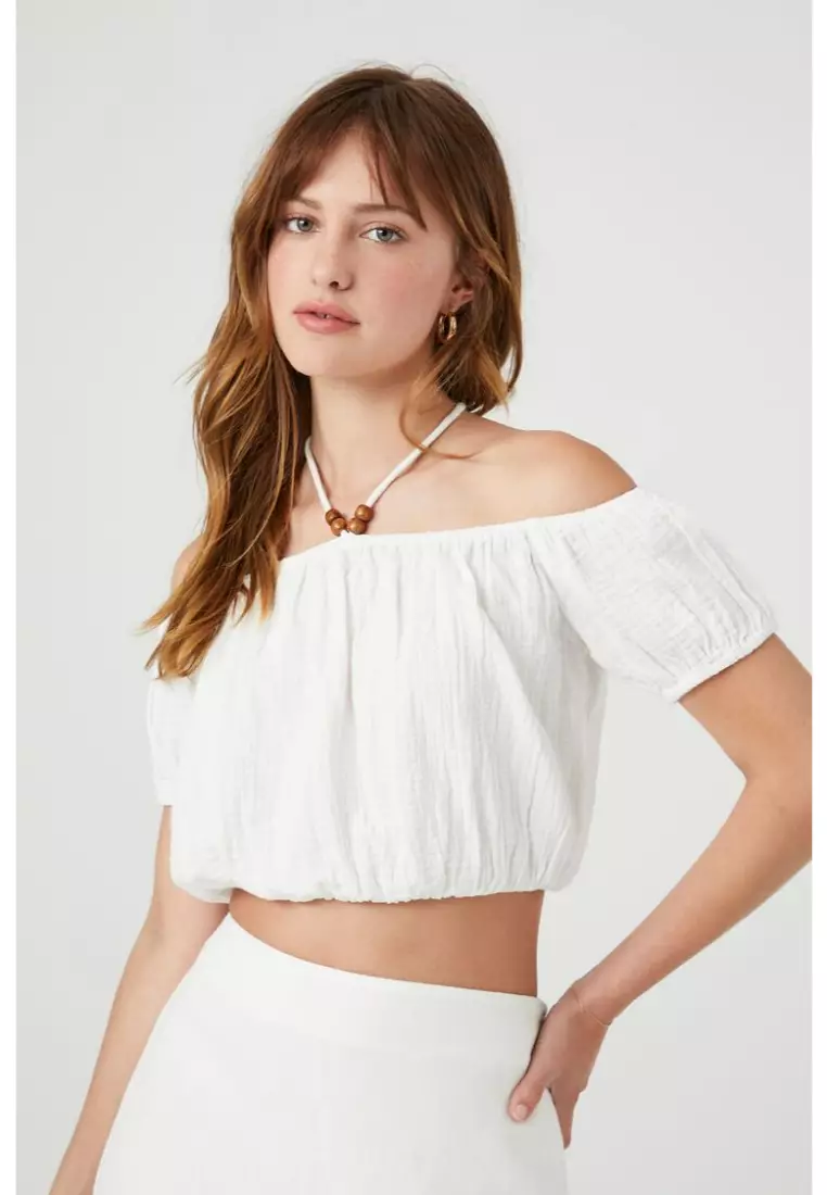 Forever 21 white off shop shoulder top