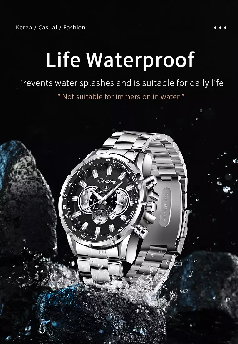 Jam Tangan Pria 3351 Kalender Kuarsa Jam Tangan Cowok Santai Tali Stainless Steel Original silverblack