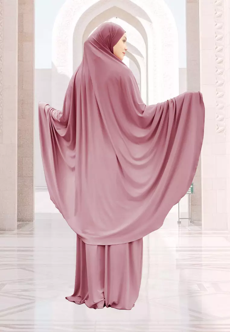 Zelena - Raudhia Prayer Set | Mukena French Khimar Set - Mauve - Dewasa