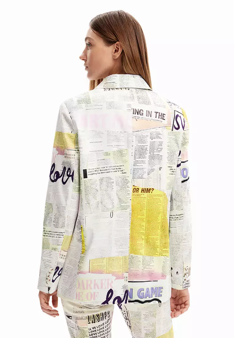 Newspaper print blazer outlet