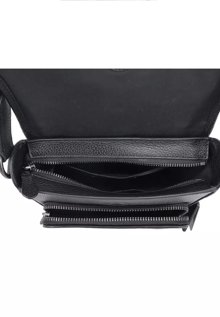 Mens Sullivan Flap Crossbody Bag In Signature Canvas - Charcoal Black