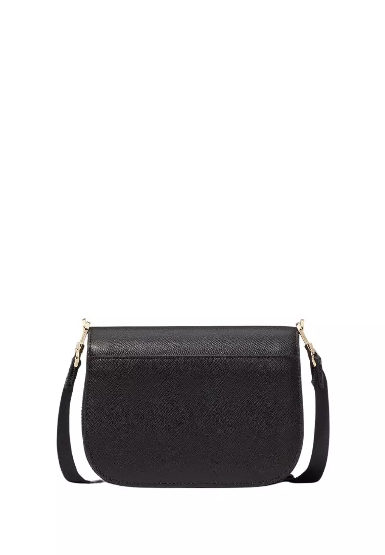 Jual Kate Spade Madison Saffiano Leather Saddle Bag Black Original 2024 ...