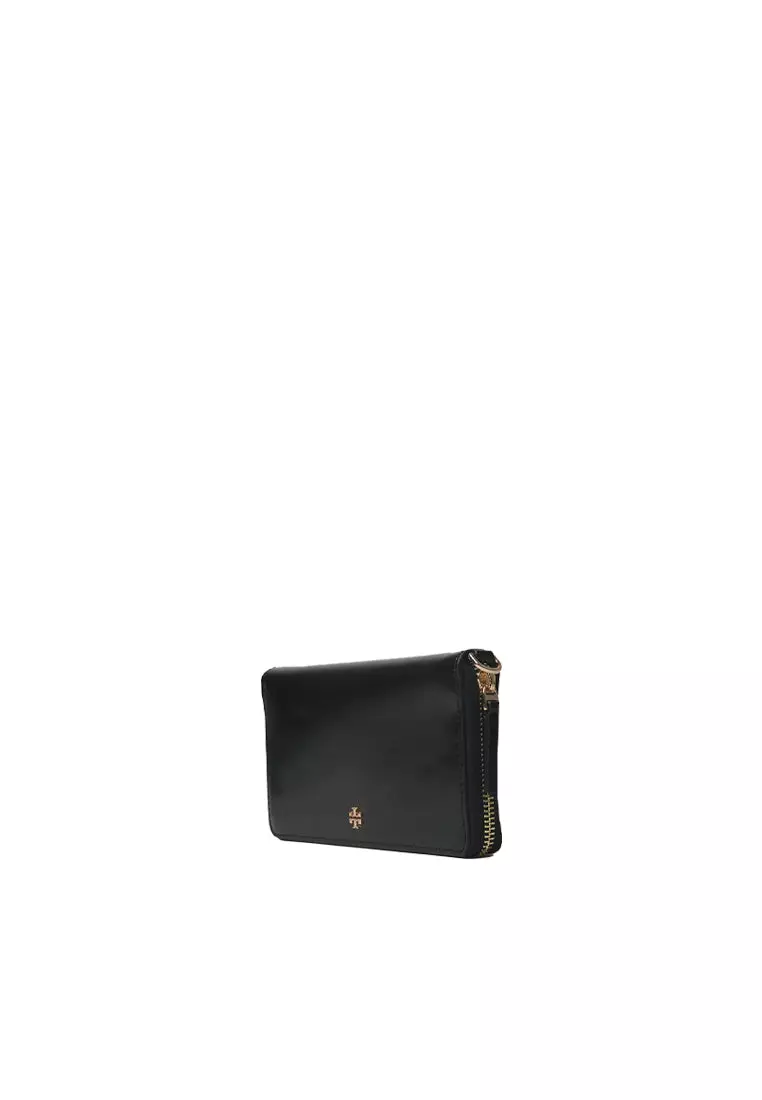 Tory Burch Emerson Patent Zip Around Continental Wallet In Black 162753