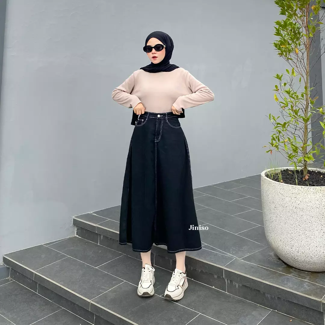 Highwaist Rok Basic Jeans Panjang 976 SEVENTY