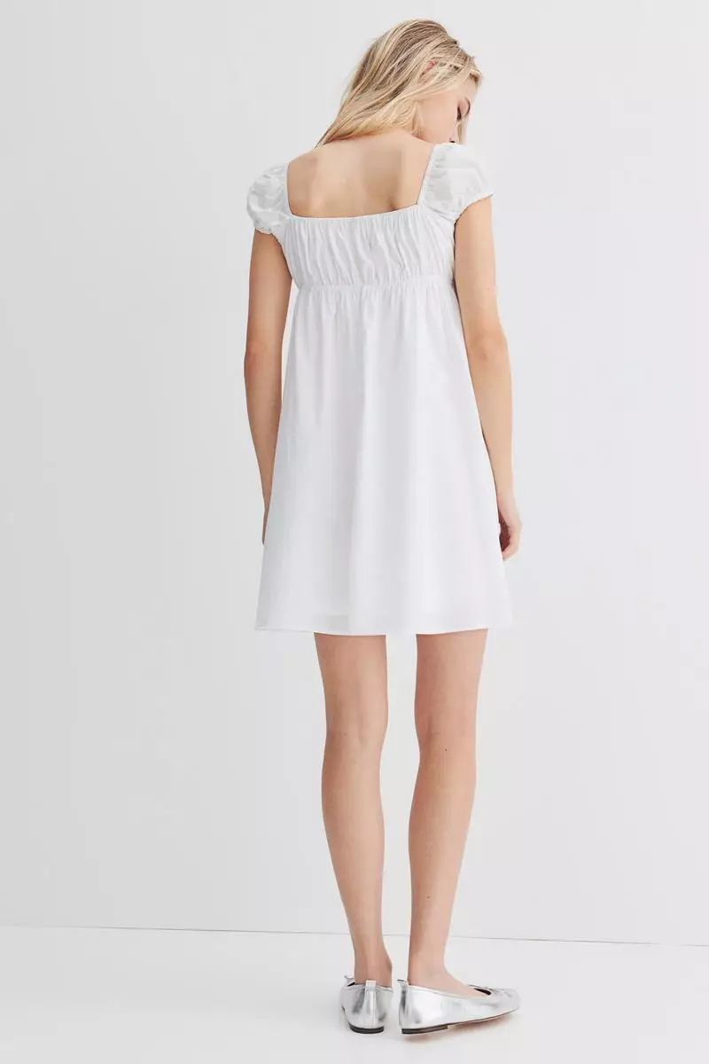 Drawstring-detail flared-skirt dress