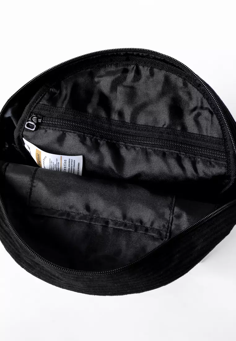 Tas Ransel Wanita Bahan Corduroy Penutup Resleting Celine Series Hitam