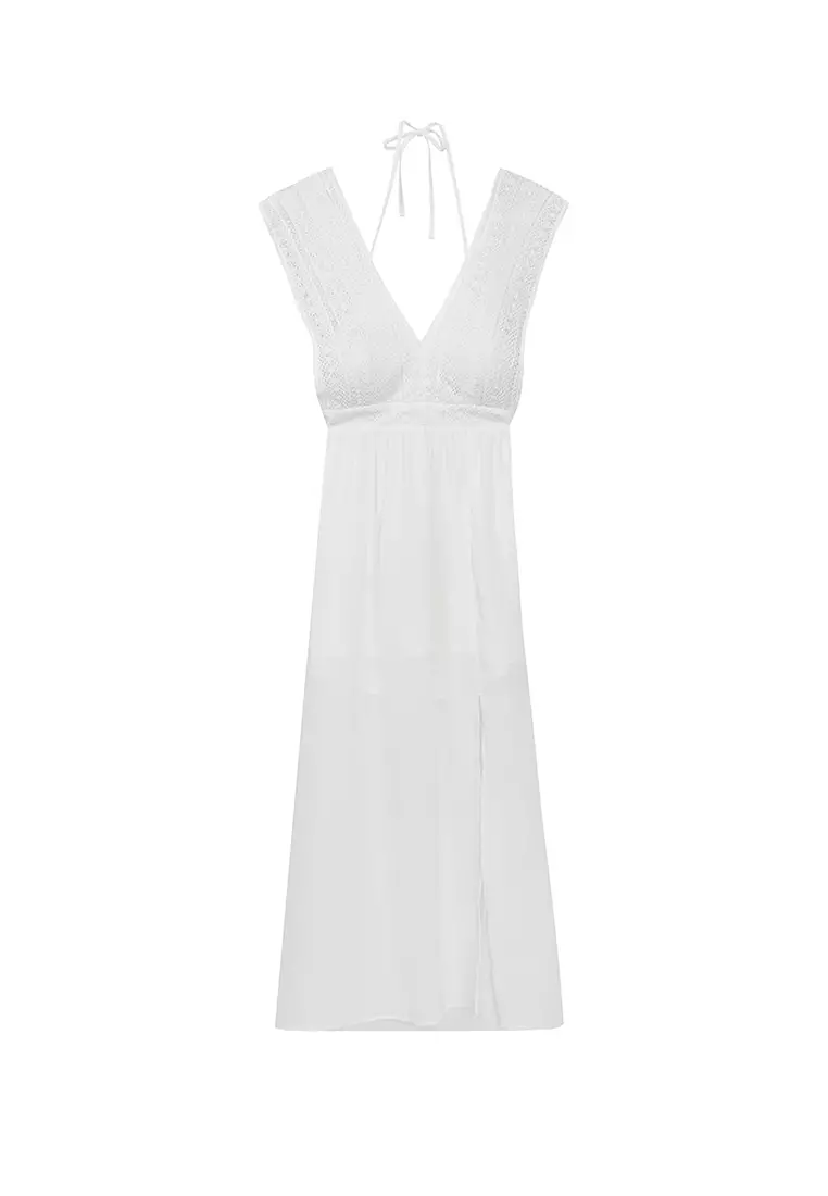 Open Back Padded Lace Maxi Dress