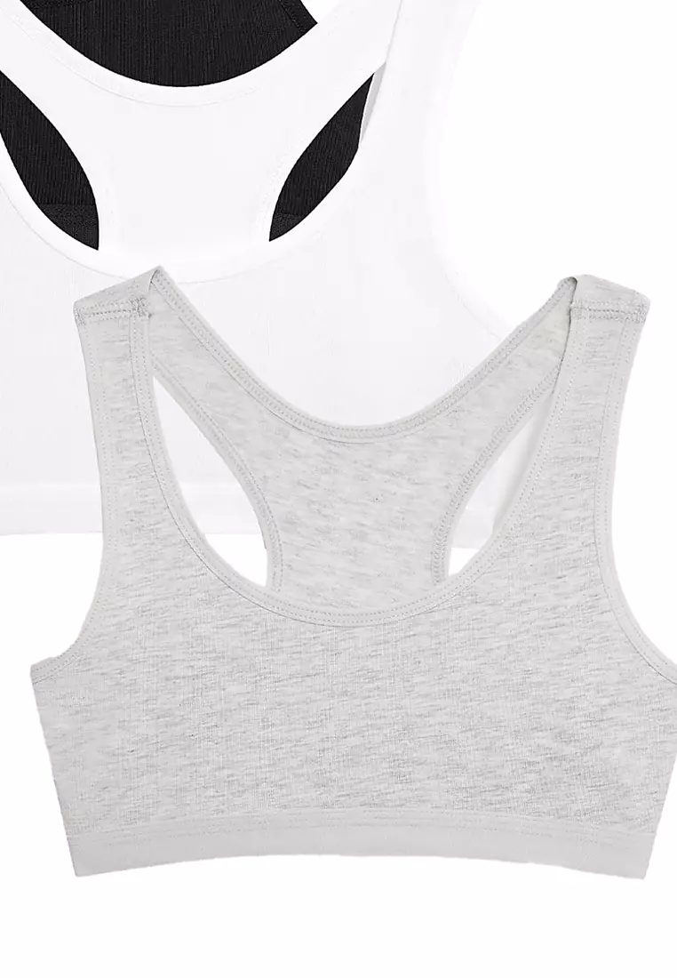 3pk Cotton with Stretch Crop Tops