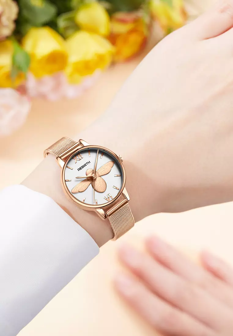 Jam Tangan Wanita Bisnis 3D Bee Mesh 3ATM Anti Air Analog for Ladies