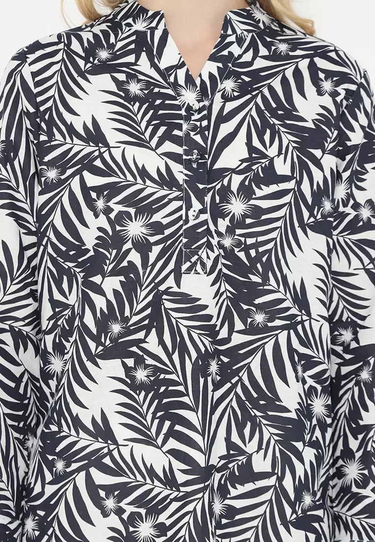 Blouse White Floral Long Sleeve Arlette By Brilliant Girl Warna Putih