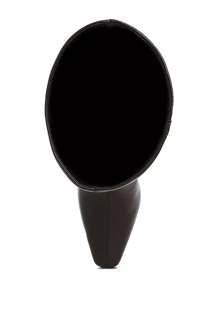 Kitten Heel Long Boots in Tan