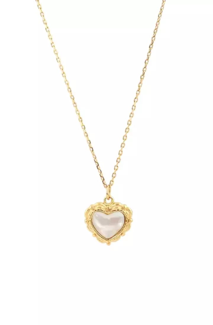 Valentino Vintage Heart with Cat's Eye Pendant Necklace in Gold