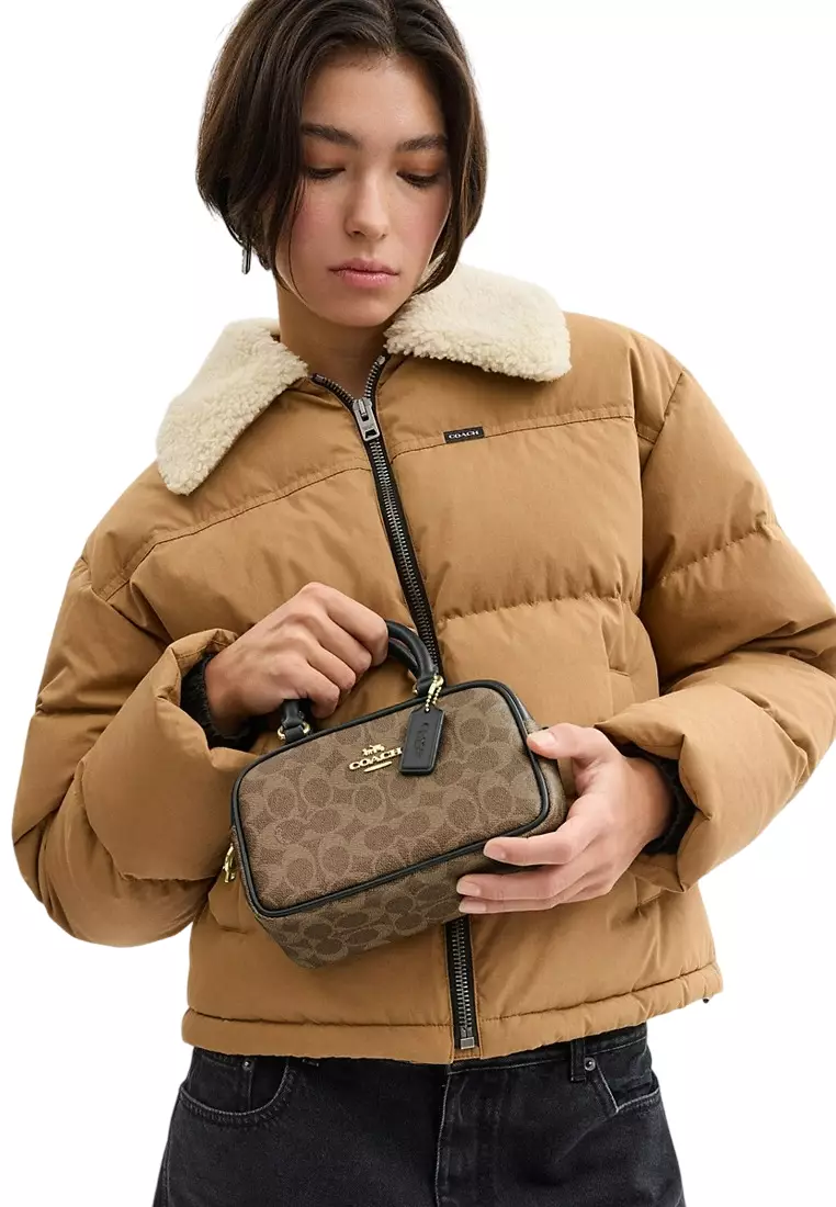 Satchel Crossbody Bag In Signature Canvas - Tan/Black