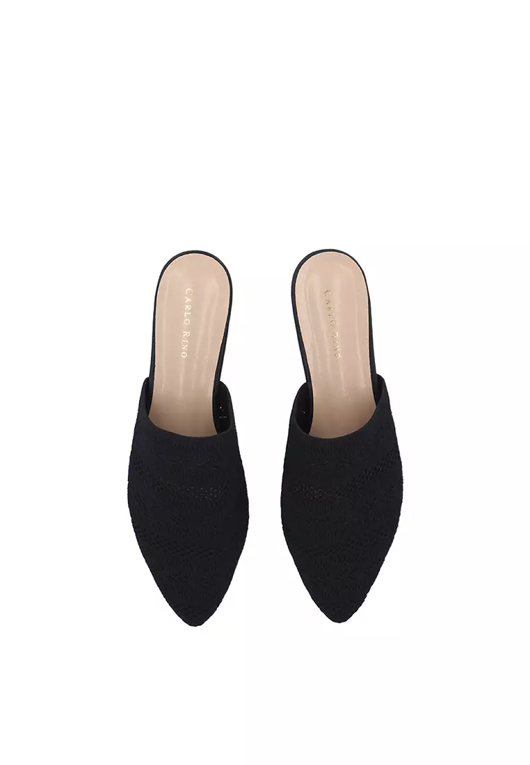 Black Casual Pointed Toe Mules