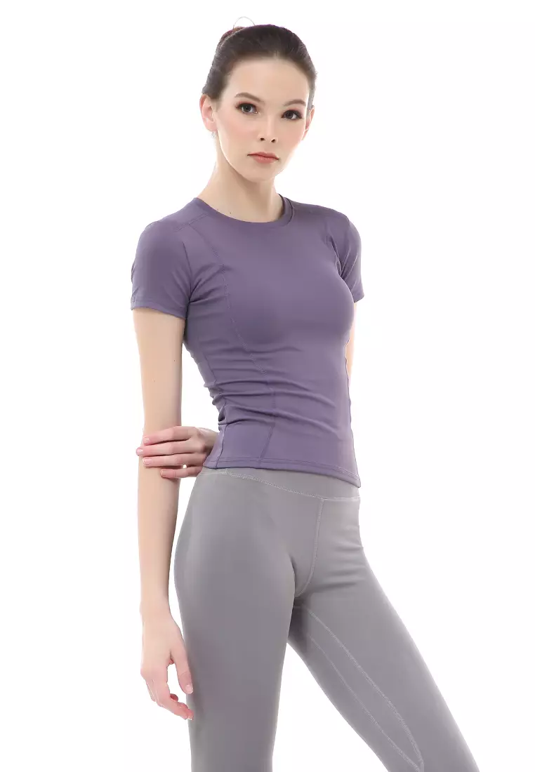 Mikayla Kaos Olahraga Wanita Simple Design Sporty T-Shirt Lengan Pendek Material Polyester ORIGINAL - Purple