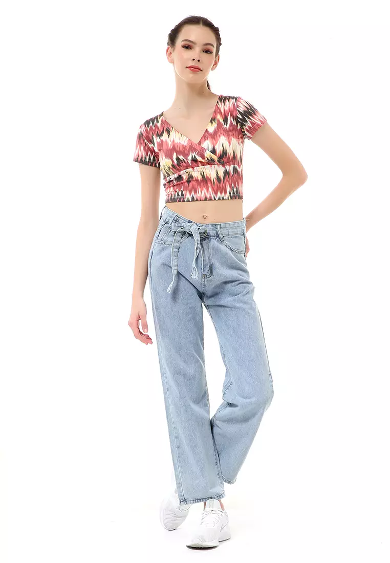 Cerise Atasan Wanita Crop Top T-Shirt Simple Girly Kaos Lengan Pendek Material Pisky Terry ORIGINAL - Coral