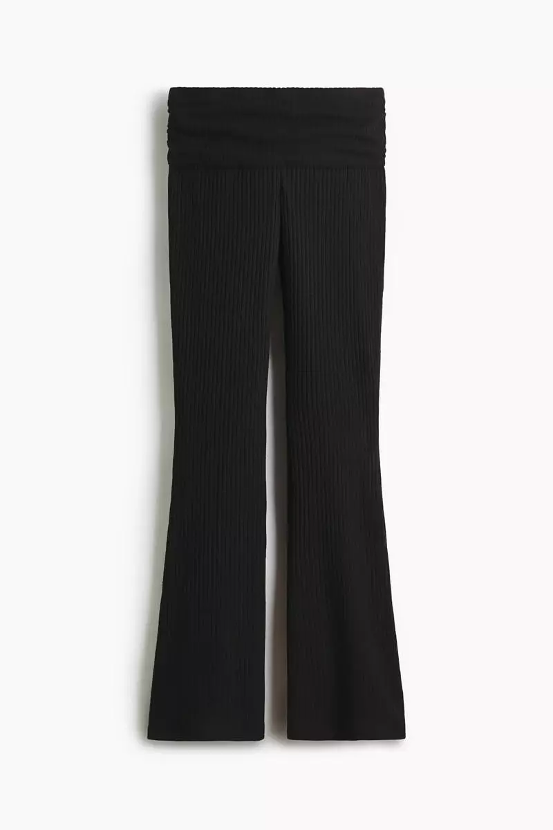 Rib-knit foldover-waist leggings