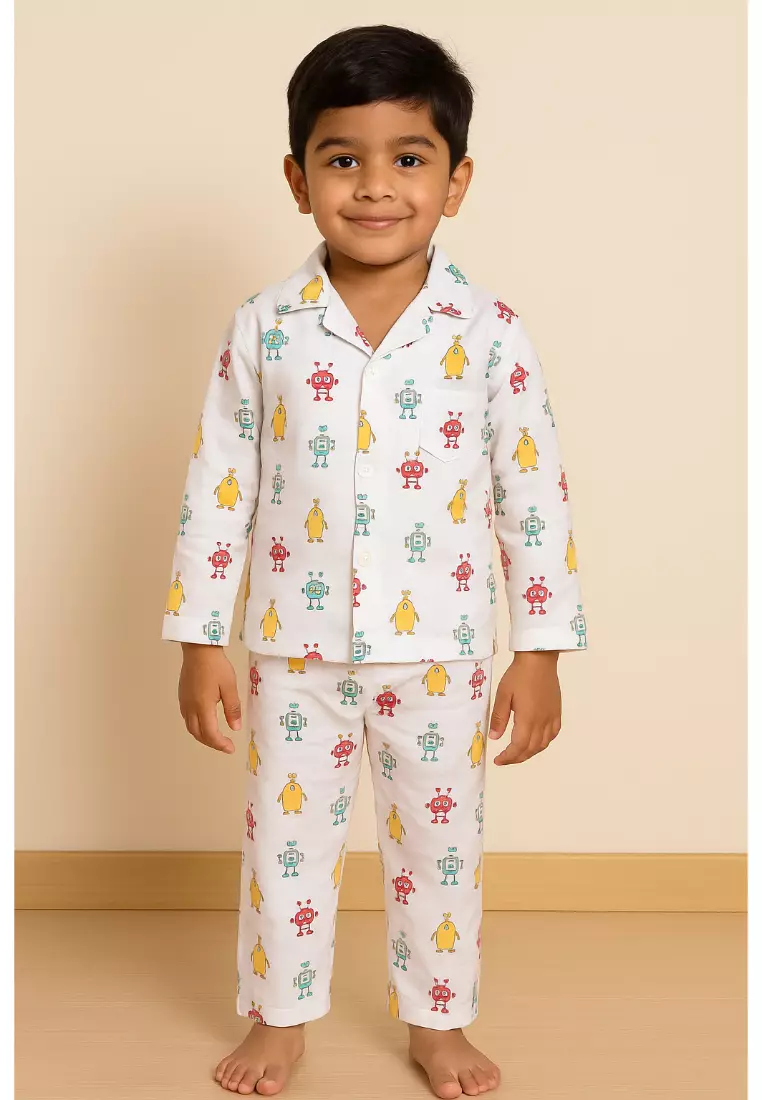 Baby and Kids Pajama Nightsuit Set- Robo Club