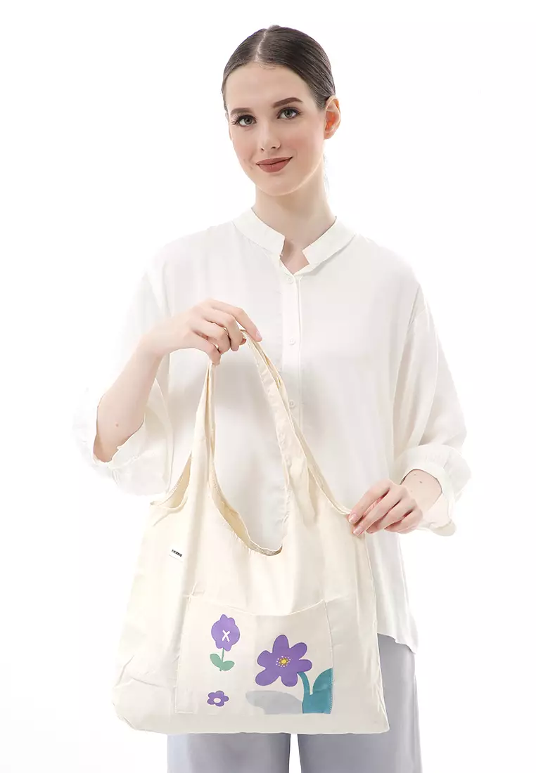 Jesika ToteBag Motif Grafik Made of High Quality Material - Bunga Ungu