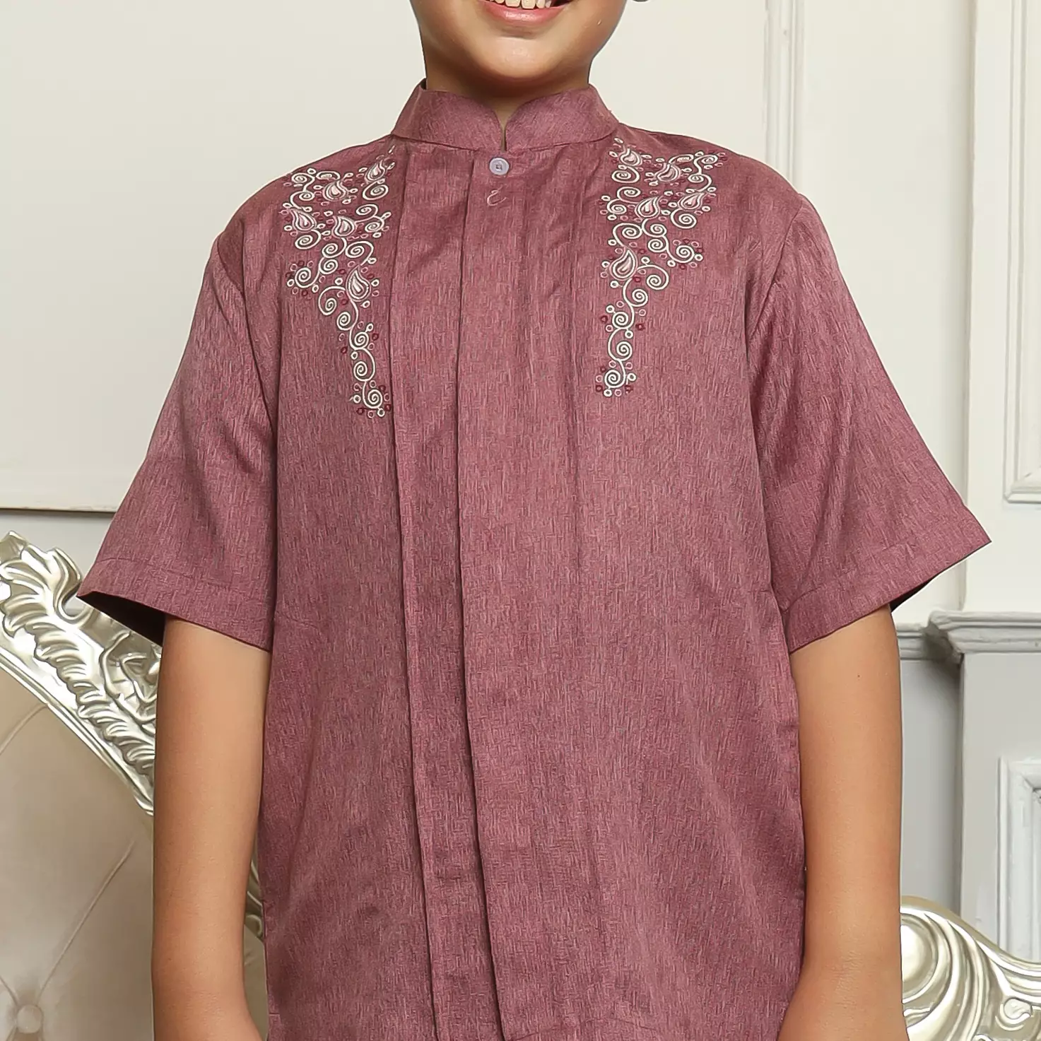 Baju Koko Anak KKA 41 Burgundy Lengan Pendek
