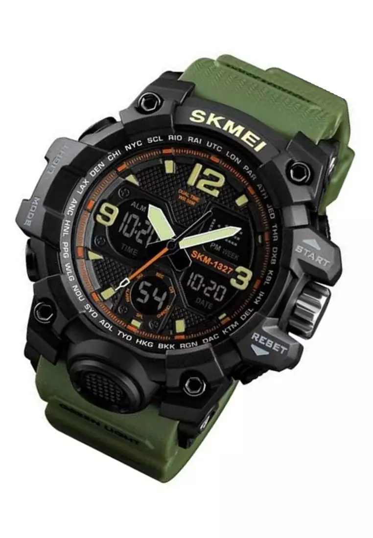 Jam Tangan Kasual Digital Analog Pria LED Waterproof Strap Tali Material Silicone SS78 ORIGINAL