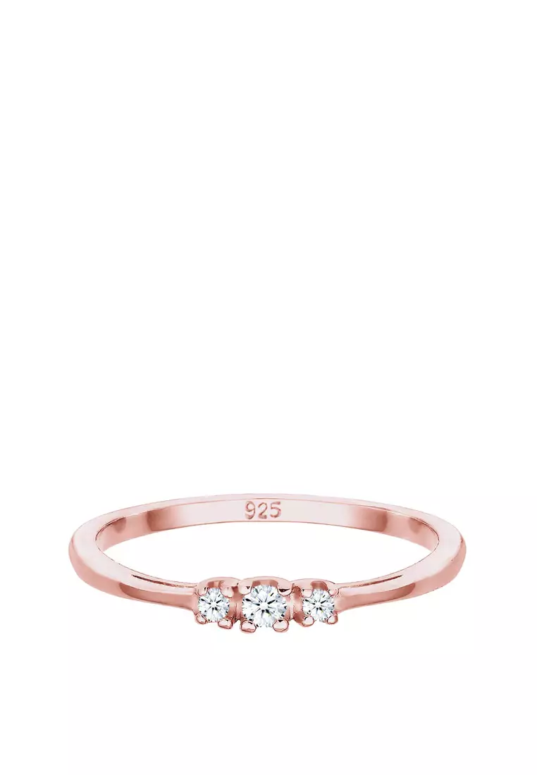 Ring Engagement Love Diamond Rosegold Plated