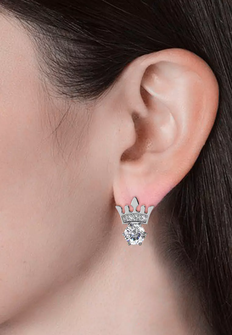 Crown Jewel White Gold - Anting Crystal by Her Jewellery