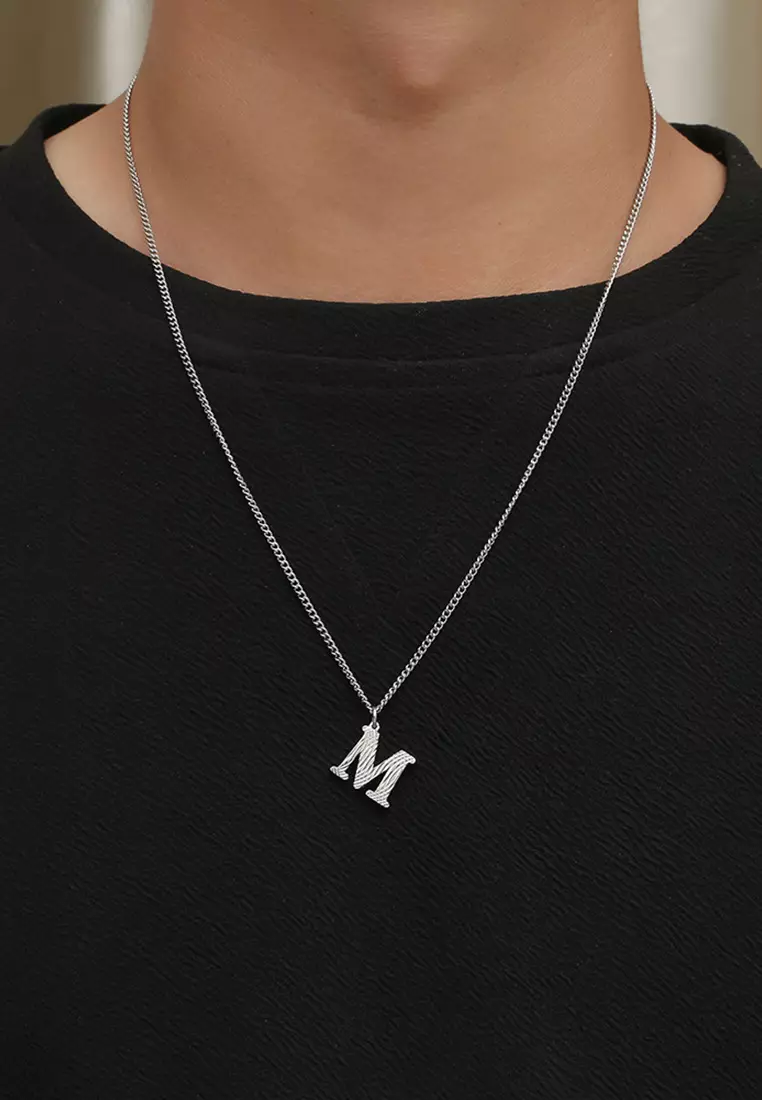 Unisex Design Titanium Steel Alphabet Pendant Necklace JW QF-DZ474